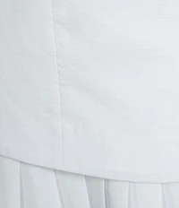 Antonio Melani Rowan Textured Linend Blend Woven Chiffon Pleated Mock Neckline Sleeveless Sheath Mini Dress