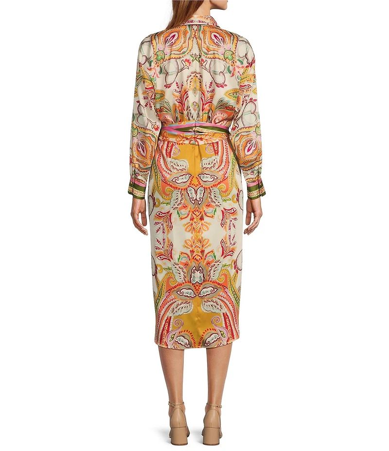 Antonio Melani Roxanne Paisley Long Sleeve Midi Dress