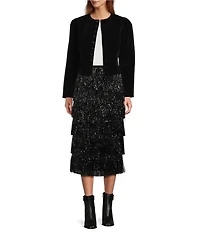 Antonio Melani Rue Velvet Button Front Puff Long Sleeve Jacket