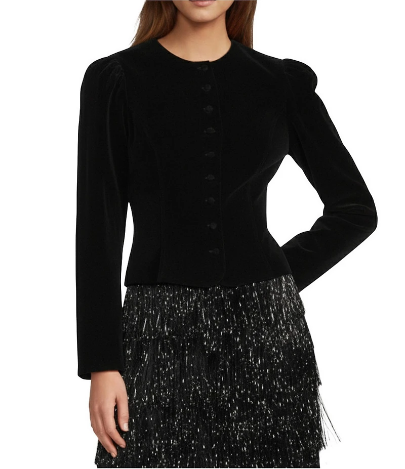 Antonio Melani Rue Velvet Button Front Puff Long Sleeve Jacket