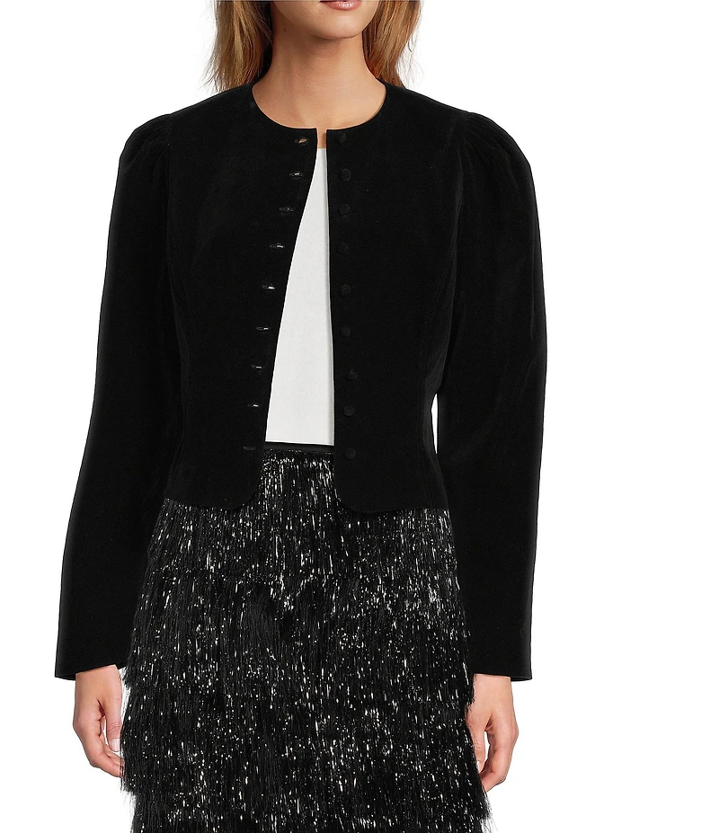 Antonio Melani Rue Velvet Button Front Puff Long Sleeve Jacket