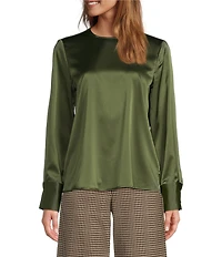 Antonio Melani Rylee Silk Charmeuse Round Neck Long Sleeve Blouse