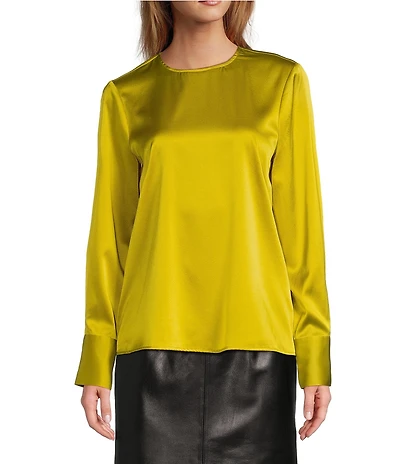 Antonio Melani Rylee Silk Charmeuse Round Neck Long Sleeve Blouse