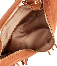 Antonio Melani Sanda Suede Fringe Cresent Hobo Shoulder Bag