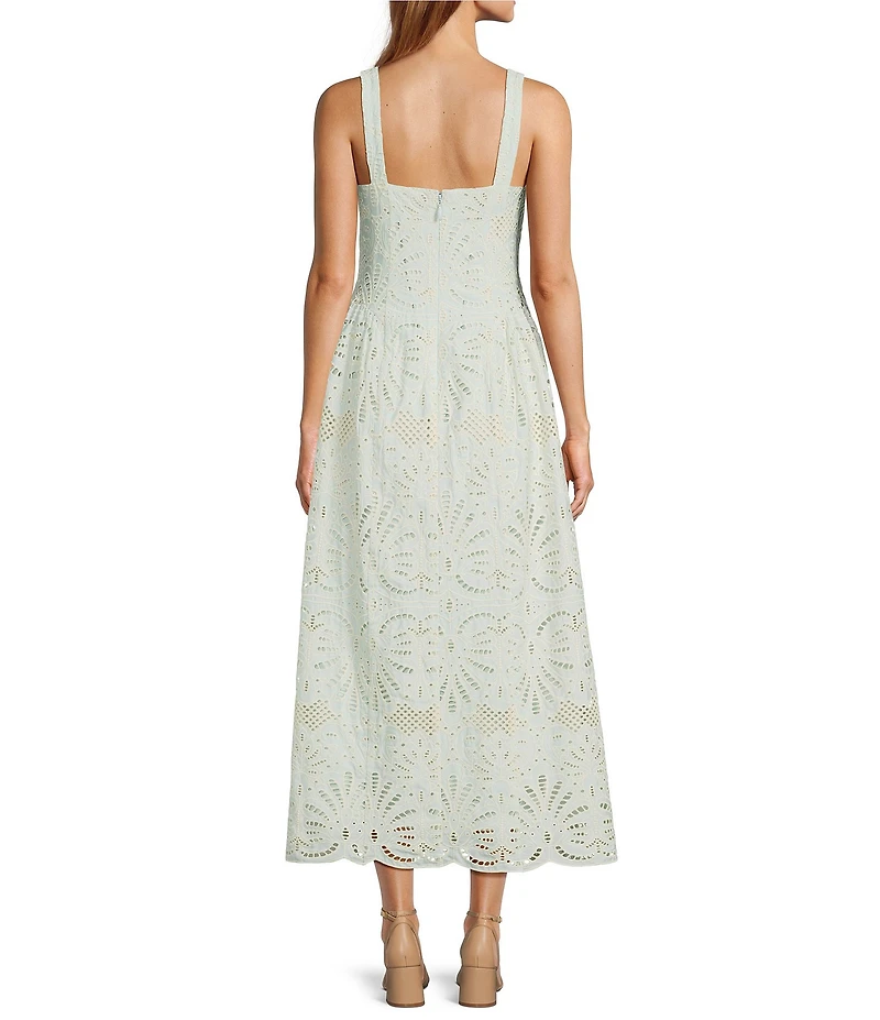 Antonio Melani Sarah Laser Cut Embroidery Sweetheart Neck Sleeveless A-Line Maxi Dress