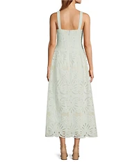 Antonio Melani Sarah Laser Cut Embroidery Sweetheart Neck Sleeveless A-Line Maxi Dress