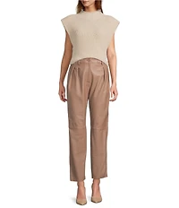 Antonio Melani Schwicke Genuine Leather Pleated Button Front Pants