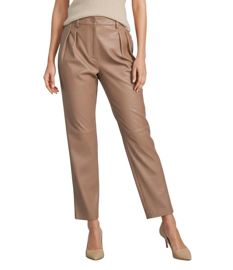 Antonio Melani Schwicke Genuine Leather Pleated Button Front Pants