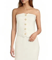 Antonio Melani Scottie Woven Divet Neckline Sleeveless Button Front Coordinating Vest