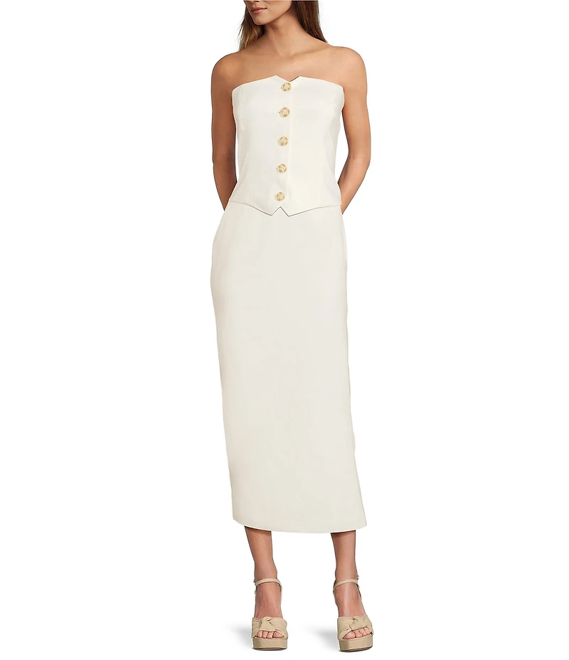 Antonio Melani Scottie Woven Divet Neckline Sleeveless Button Front Coordinating Vest