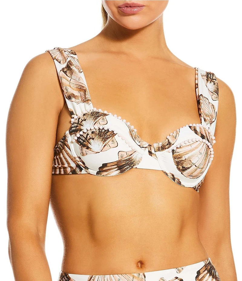 Antonio Melani Seashells Underwire Beaded Bralette Swim Top