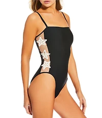 Antonio Melani Sea Star Applique Bandeau One Piece Swimsuit