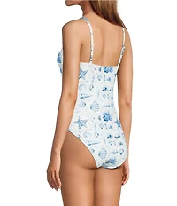 Antonio Melani Seashell Gallery Square Neck Bandeau One Piece Swimsuit