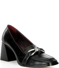 Antonio Melani Selah Leather Knot Hardware Block Heel Dress Loafer Pumps