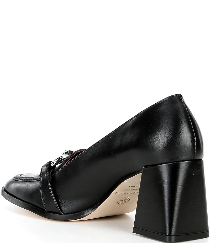 Antonio Melani Selah Leather Knot Hardware Block Heel Dress Loafer Pumps