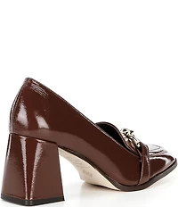 Antonio Melani Selah Patent Leather Knot Ornament Block Heel Dress Loafer Pumps