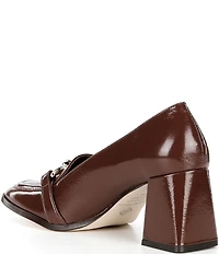 Antonio Melani Selah Patent Leather Knot Ornament Block Heel Dress Loafer Pumps