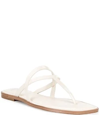 Antonio Melani Shanon Glossy Leather Toe Loop Flat Sandals