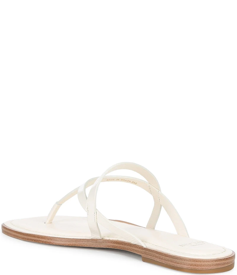 Antonio Melani Shanon Glossy Leather Toe Loop Flat Sandals