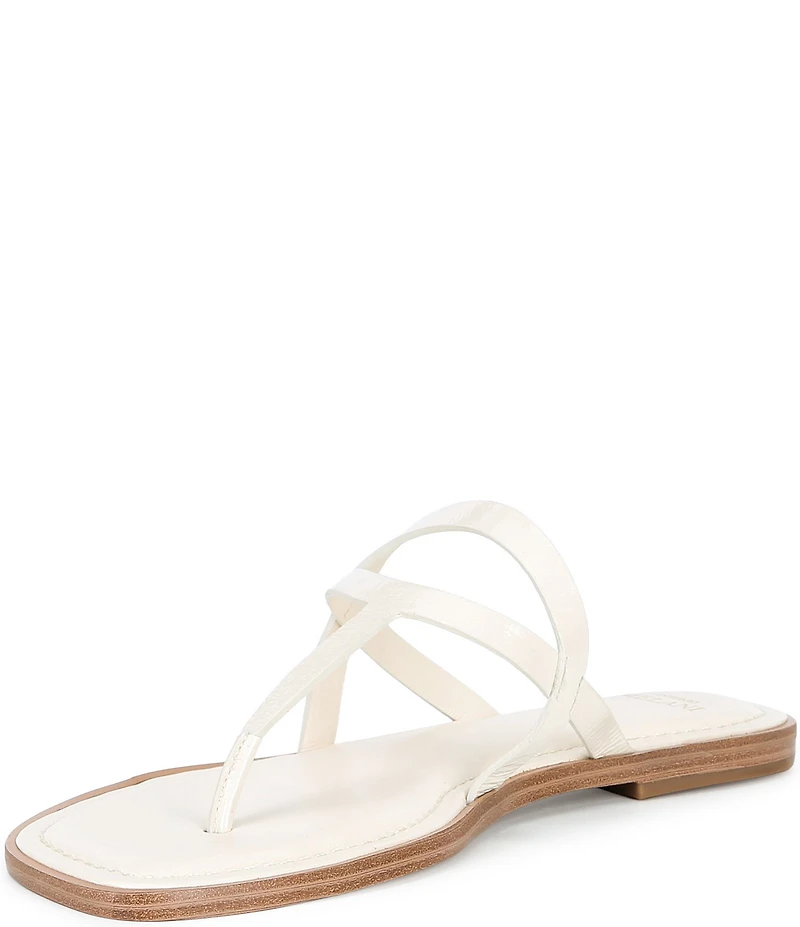 Antonio Melani Shanon Glossy Leather Toe Loop Flat Sandals