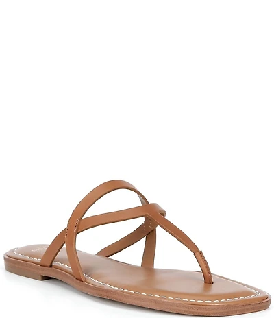 Antonio Melani Shanon Leather Toe Loop Flat Sandals