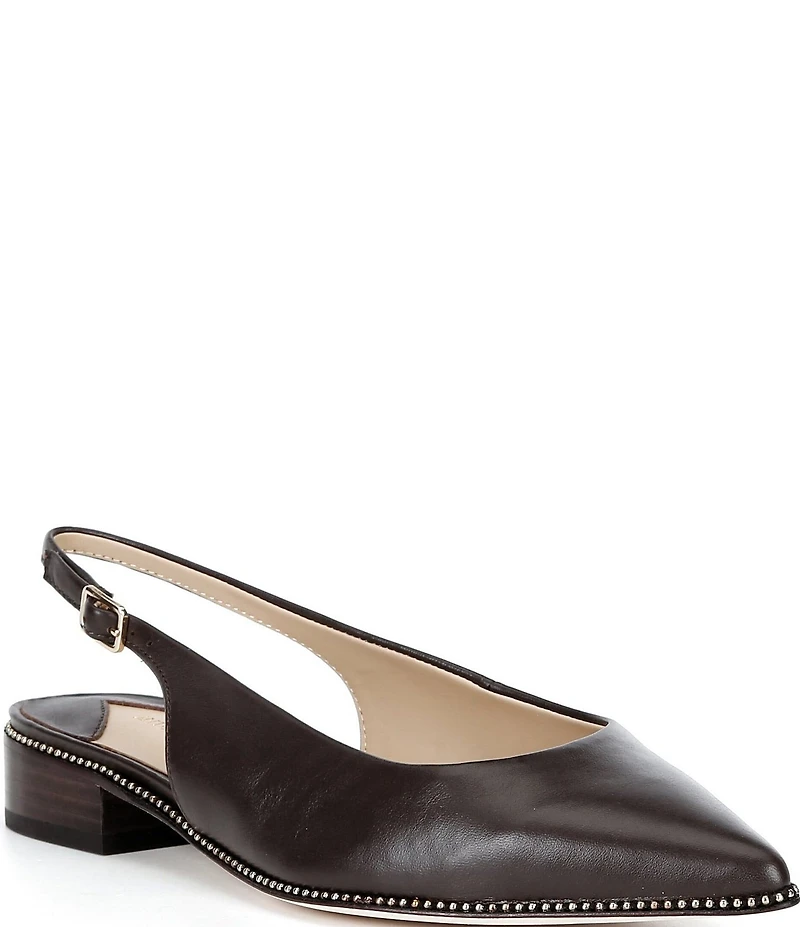Antonio Melani Shaw Leather Ball Chain Slingback Flats