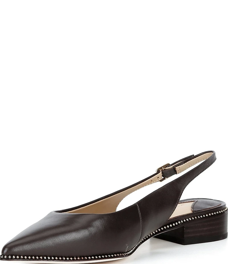 Antonio Melani Shaw Leather Ball Chain Slingback Flats