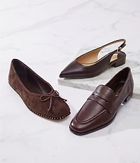 Antonio Melani Shaw Leather Ball Chain Slingback Flats