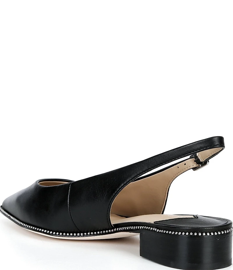 Antonio Melani Shaw Leather Ball Chain Slingback Flats