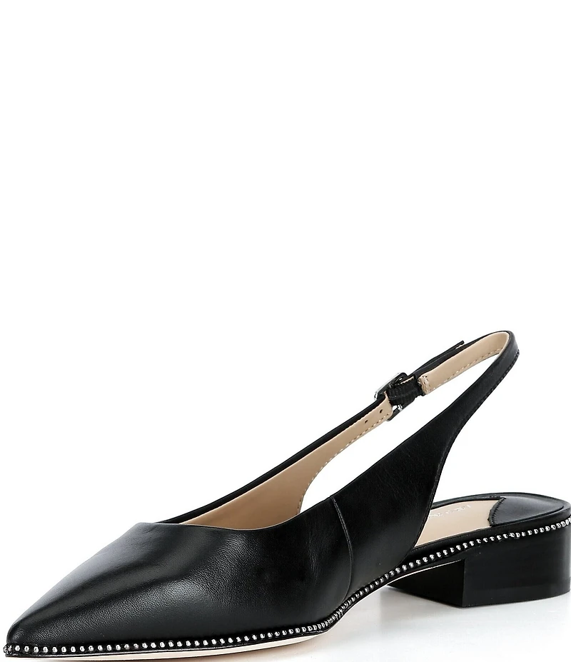Antonio Melani Shaw Leather Ball Chain Slingback Flats