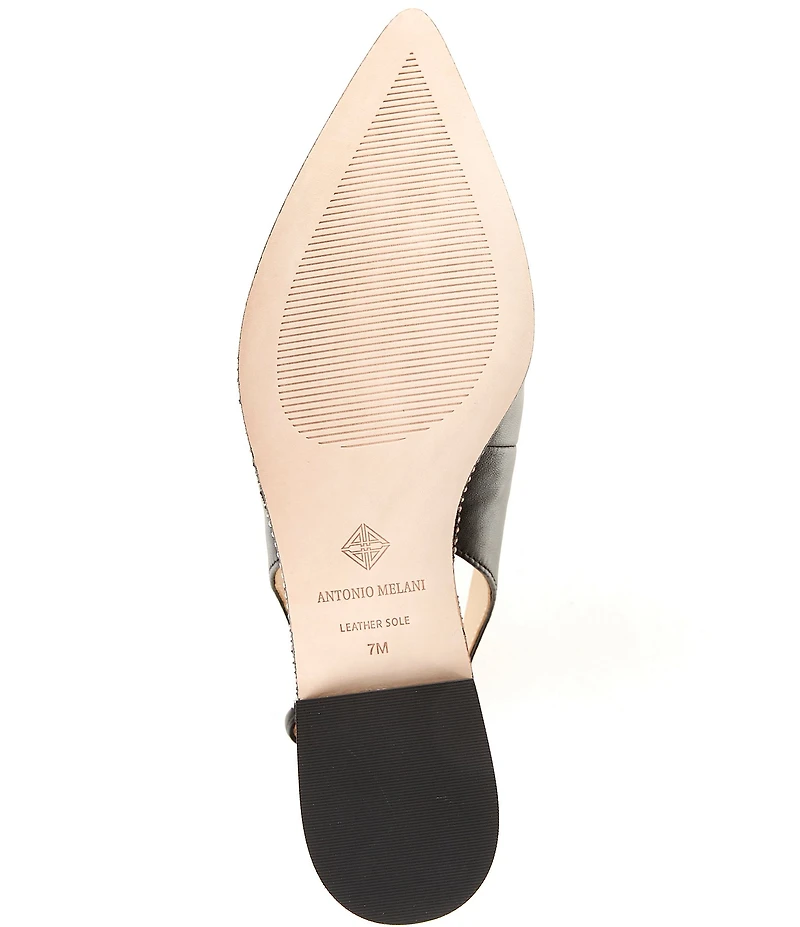 Antonio Melani Shaw Leather Ball Chain Slingback Flats
