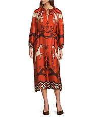 Antonio Melani Shift Long Sleeve Western Midi Victoria Dress