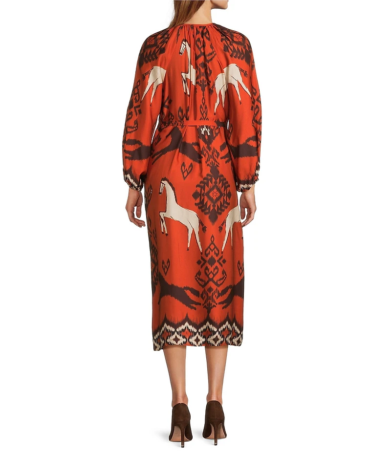 Antonio Melani Shift Long Sleeve Western Midi Victoria Dress