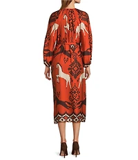 Antonio Melani Shift Long Sleeve Western Midi Victoria Dress