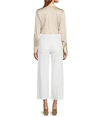 Antonio Melani Violet Silk Notch Collar V-Neck Long Blouson Sleeve Blouse