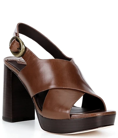 Antonio Melani Skyler Leather X Band Platform Sandals