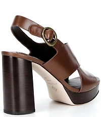 Antonio Melani Skyler Leather X Band Platform Sandals