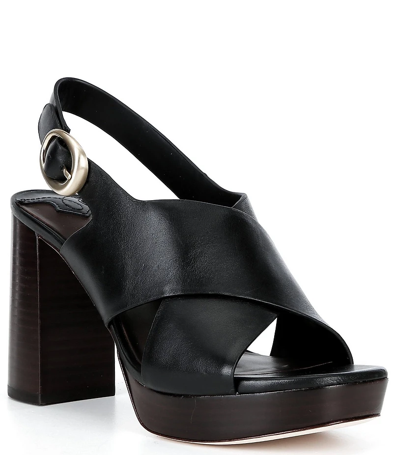 Antonio Melani Skyler Leather X Band Platform Sandals