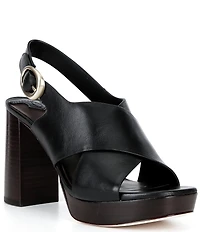 Antonio Melani Skyler Leather X Band Platform Sandals