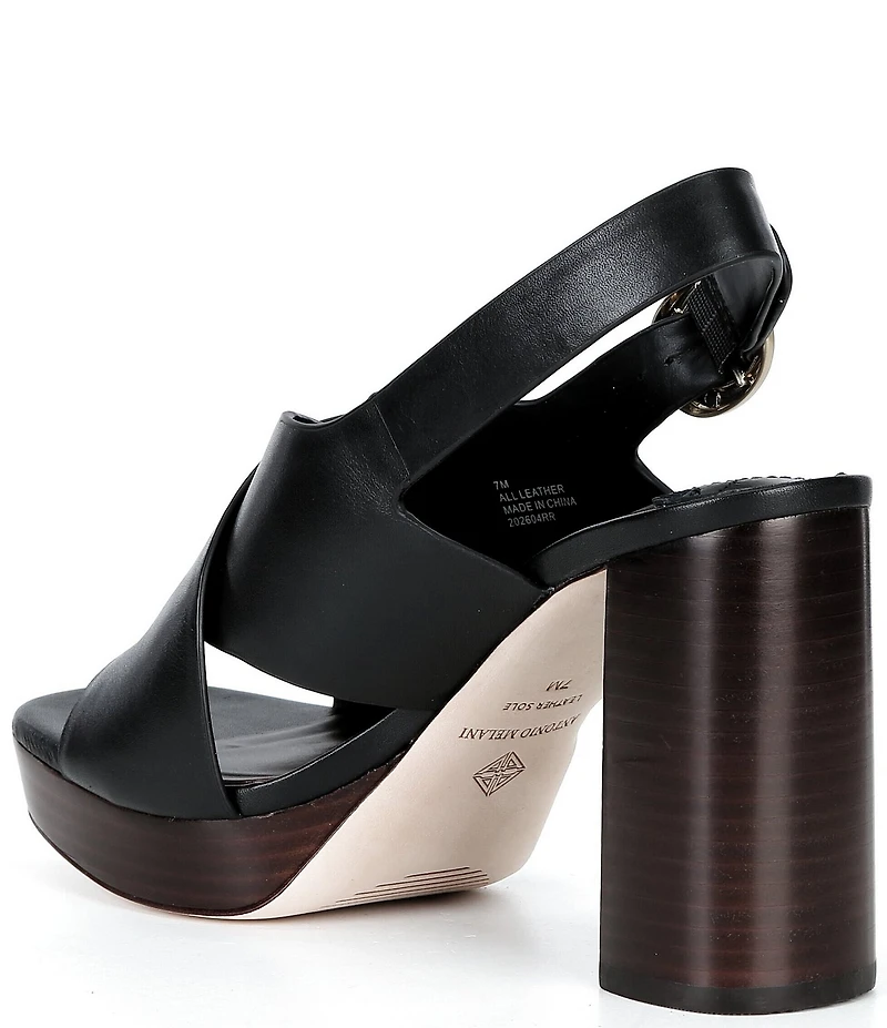 Antonio Melani Skyler Leather X Band Platform Sandals