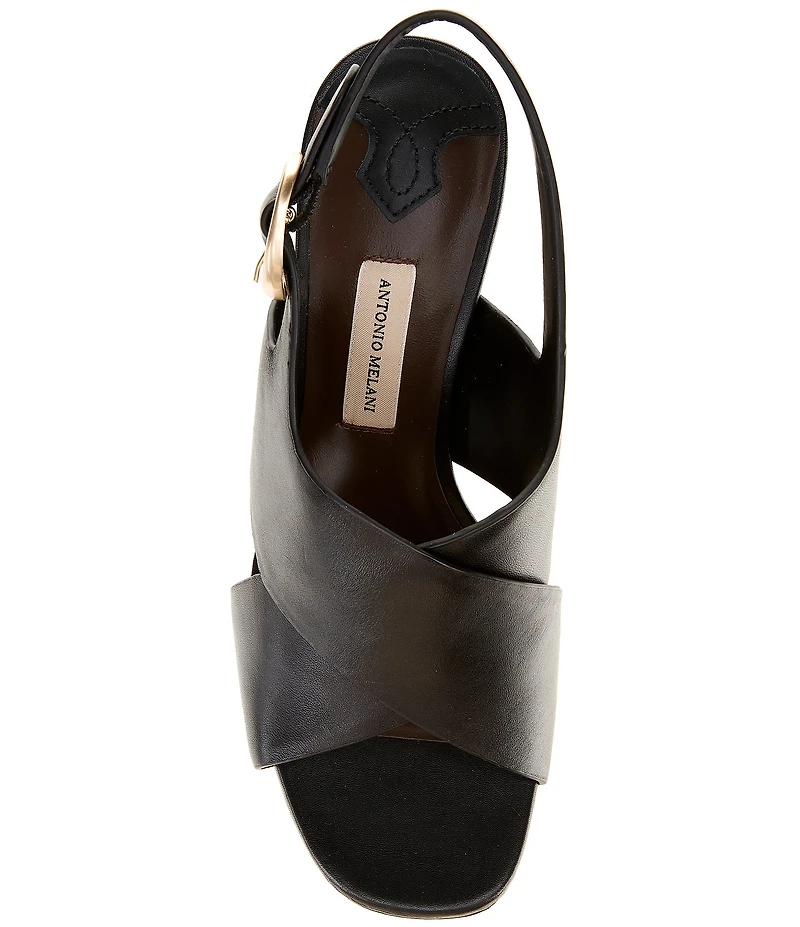 Antonio Melani Skyler Leather X Band Platform Sandals