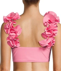Antonio Melani Solid Bonded Rosette Strap Bralette Swim Top