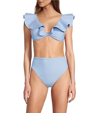 Antonio Melani Solid Bonded Ruffle Bralette Swim Top