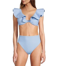 Antonio Melani Solid Bonded Ruffle Bralette Swim Top