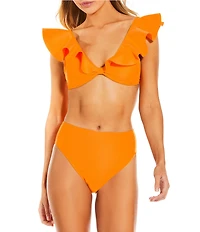 Antonio Melani Solid Bonded Ruffle Bralette Swim Top