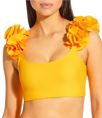 Antonio Melani Solid Rosette Strap Bralette Swim Top