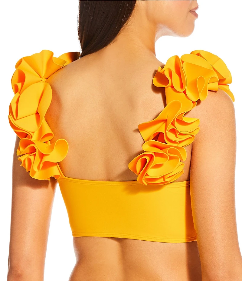 Antonio Melani Solid Rosette Strap Bralette Swim Top