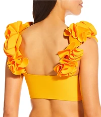 Antonio Melani Solid Rosette Strap Bralette Swim Top