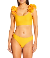 Antonio Melani Solid Rosette Strap Bralette Swim Top