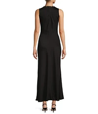 Antonio Melani Sparrow Linen Blend Shell Round Neckline Sleeveless Maxi Dress